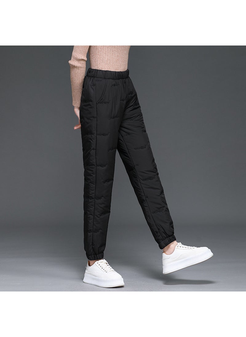 Fashion High Waist Slim Winter Down Pants for Women 218 toe black