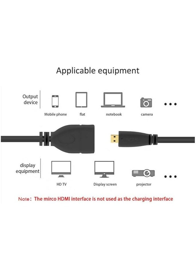 Micro HDMI Male to HDMI Female 4K Cable Adapter for HDTV Camera 10CM