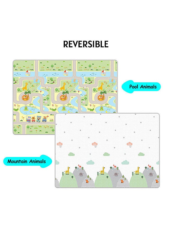 Baby Play Mat Floor Mat Large Baby Crawling Mats 71 Inch x 47 Inch Waterproof Reversible Foldable Foam Playmat with Covered Edge Storage Bag for Infants Toddlers Kids