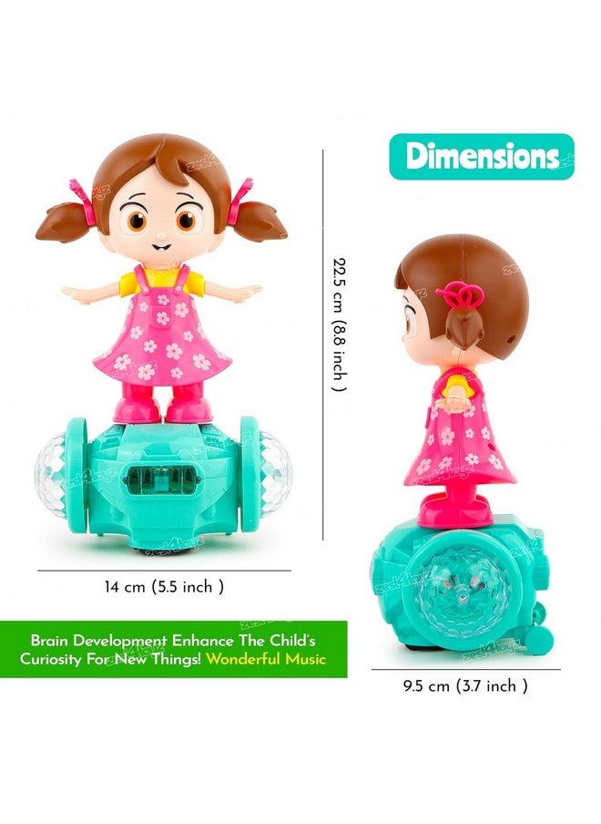 Musical Dancing Girl Toys For Kids 360 Degree Rotating With 5D Light & Music Sound Toy Bump And Go Activity Play Toy For Babies 1 Years+ (Pack Of 1)