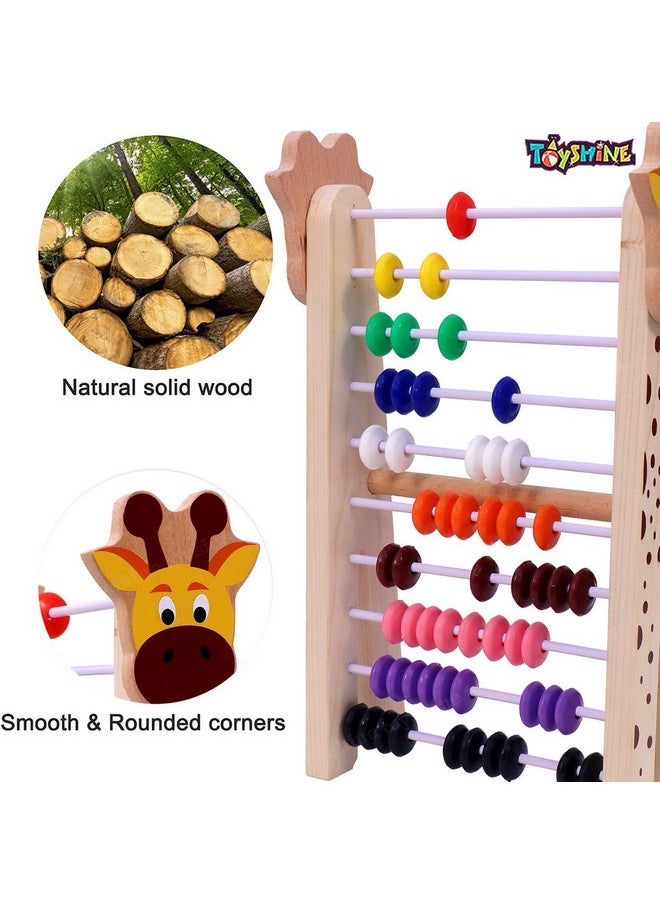 Giraffe Wooden Abacus And Learning Play Center - Multi Color, Kid