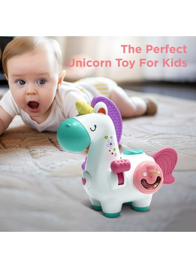 Baby Unicorn Activity Cube, Infant Busy Cube Montessori Toy For 1 Year Old, Toddler Carseat Plane Travel Toy, Education Sensory Development Gift Stocking Stuffer 6-9-12-18 Month 2 3 Year