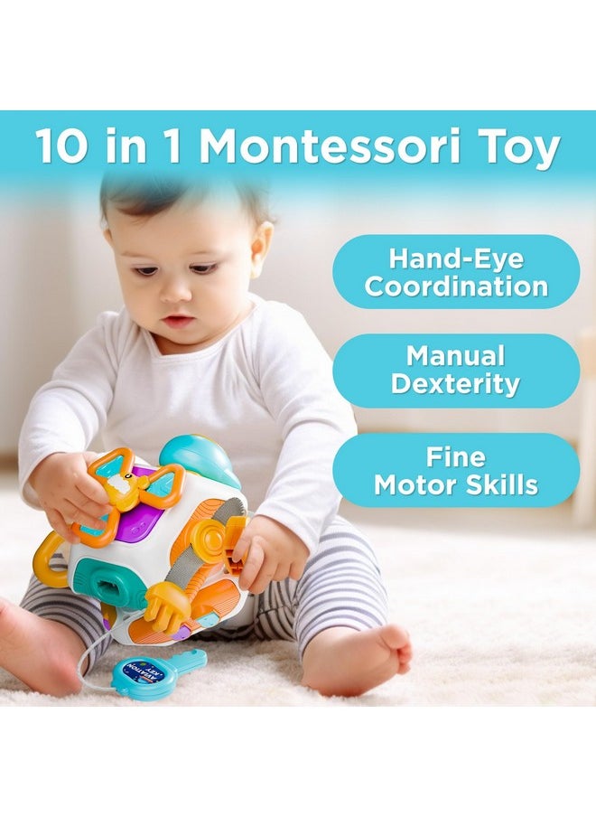 Baby Busy Board Cube, Montessori Sensory Toys For Toddler 1-3, Infant Carseat Plane Travel Toy, Educational Learning Activities, Baby Birthday Gift 6 9 12 18 Months 1 2 Year Old Boy Girl