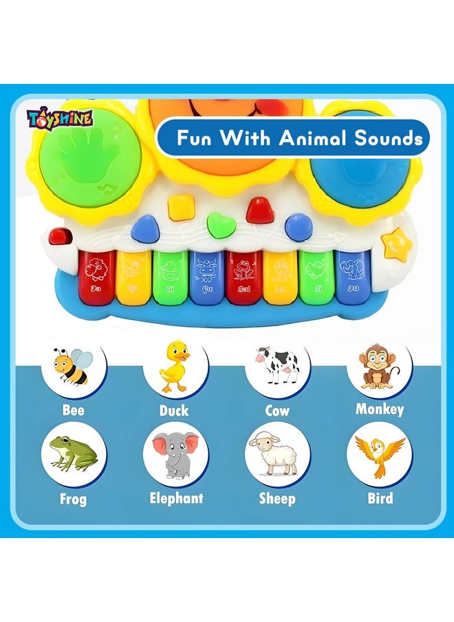 Drum Keyboard Musical Toys With Flashing Lights, Animal Sounds And Songs, Multi Color