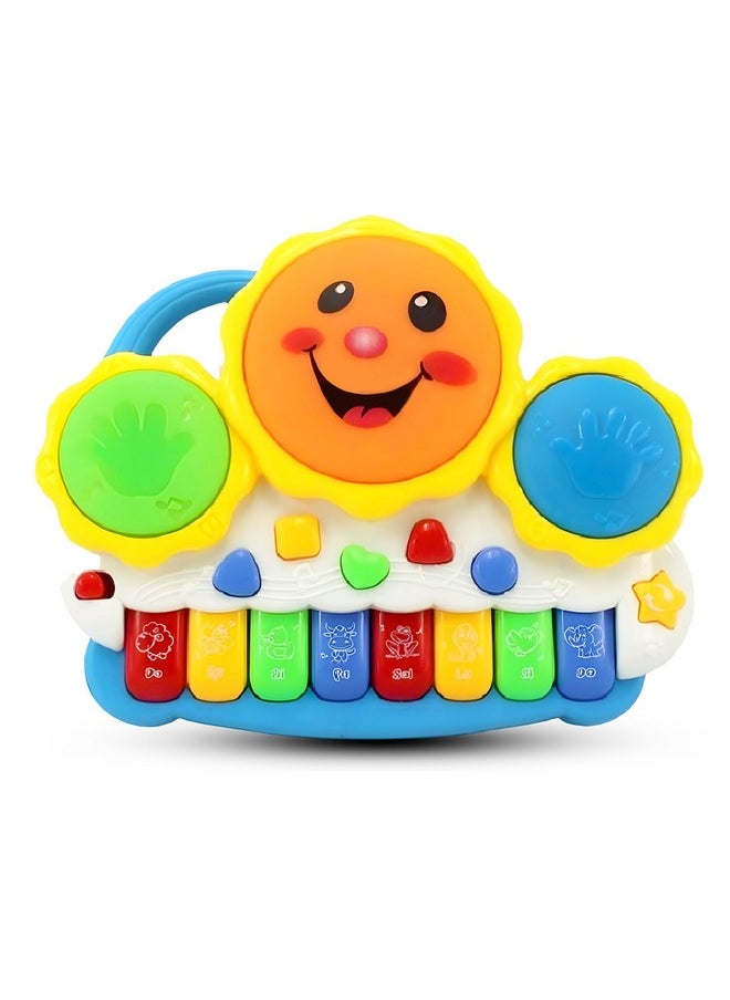 Drum Keyboard Musical Toys With Flashing Lights, Animal Sounds And Songs, Multi Color