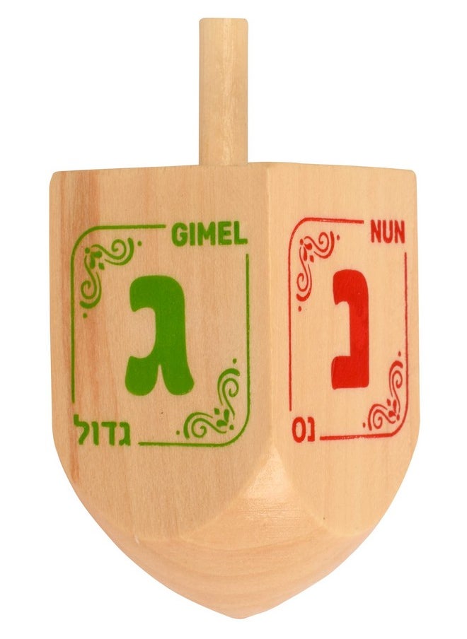 Hanukkah Dreidels - Extra Large Natural Wooden Dreidel - 2 Pack