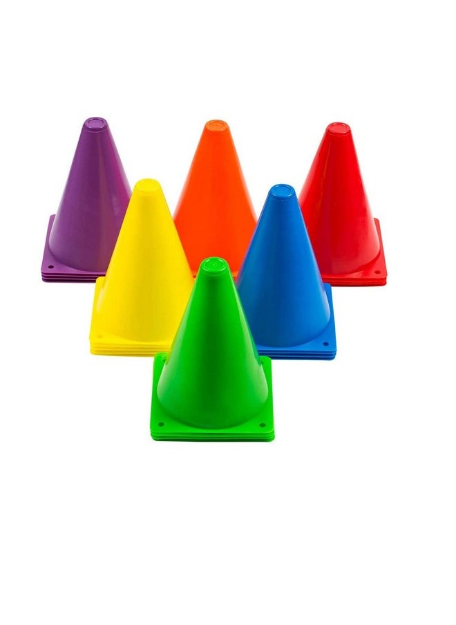 6 Inches Plastic Multicolored Stacking Cones | Perfect For Sports Training | Set Of 6, Assorted Color (Sstp)