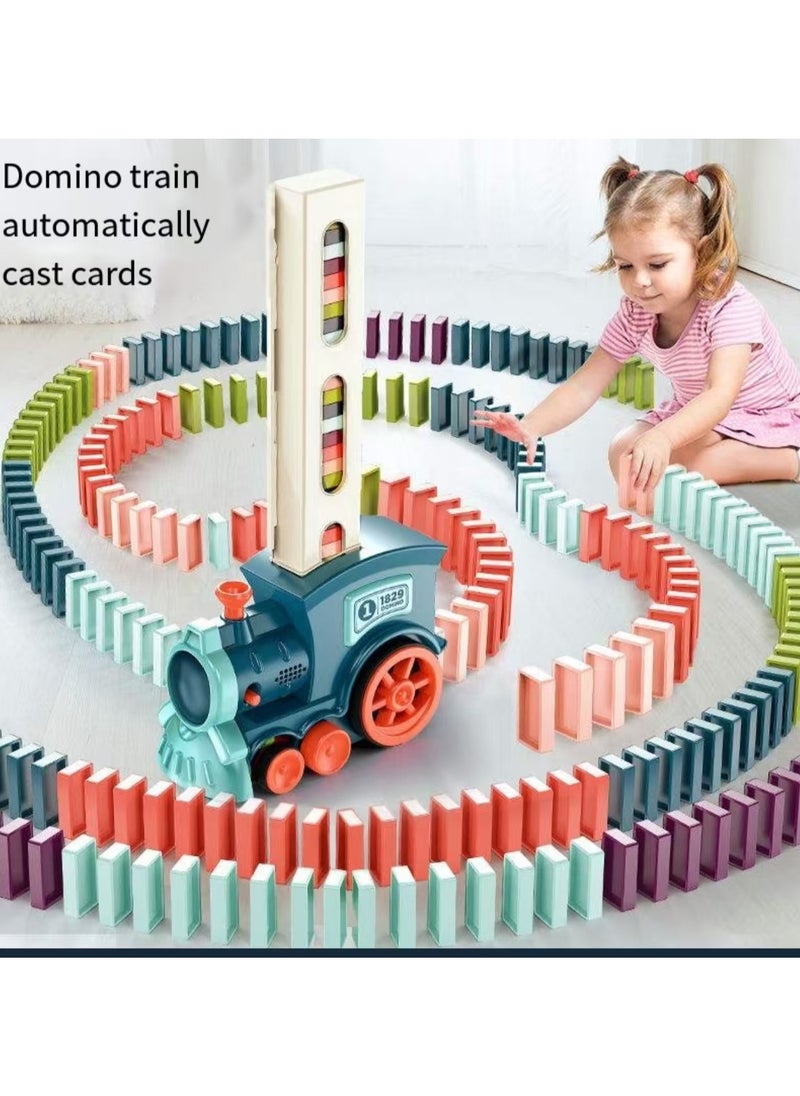 Children's Domino Train Toys 120 pieces Domino Pole Montessori Toys 3 4 5 6 7 8 Year Old Boys and Girls Birthday