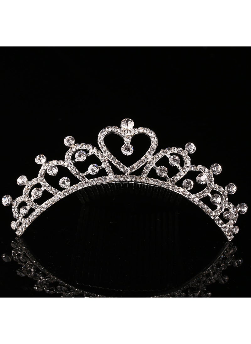 Alloy childrens crown girl love headdress princess hair accessories rhinestone hair comb pearl birthday crown wholesale Q Love