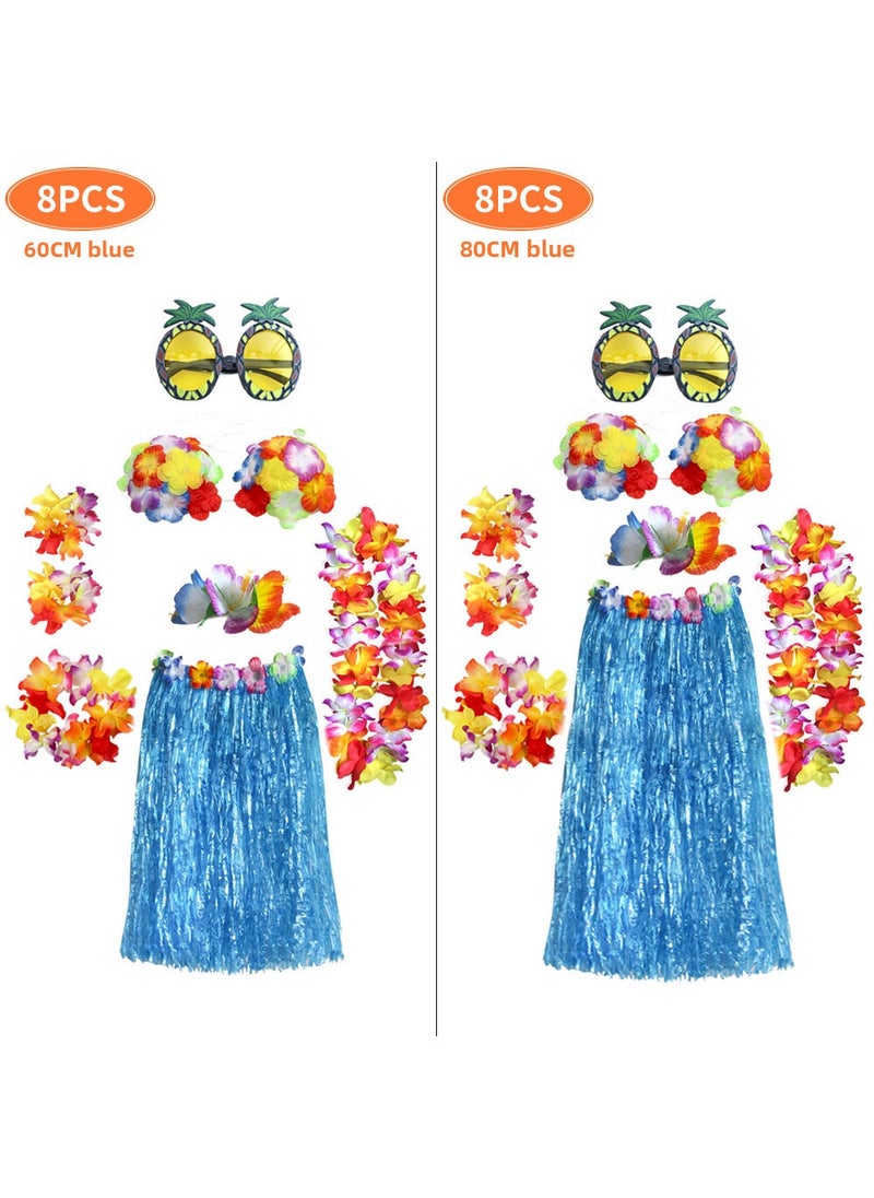 1 x 5 pcs 2019 Hawaiian Skirt Lei Set Beach Party Costume Blue