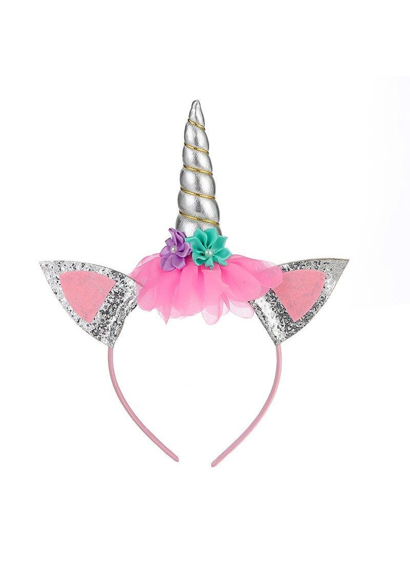 Unicorn Headband Kids Costume Rainbow Wings Unicorn Silver Hair Band