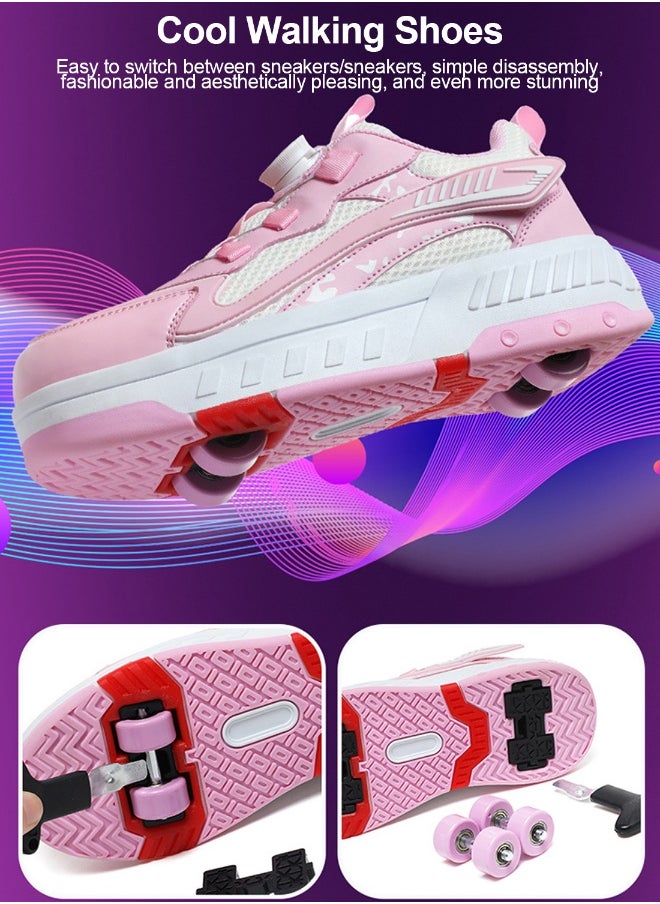 Kids Roller Skate Shoes Fashion With Four Wheels Sport Sneaker Outdoor for Kids For Boys Girls