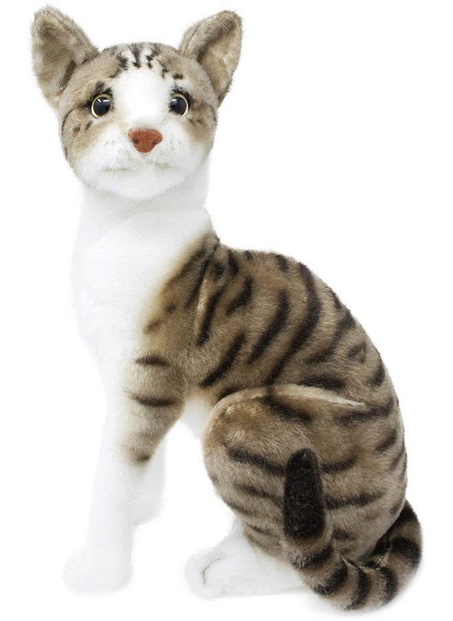 Cute Cat Soft Stuffed Plush Animal Toy For Kids Room (Size: 21 Cm Color: Grey And White)