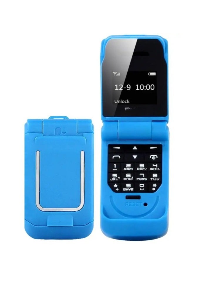 Mini Flip Cellphone, Lightweight Smallest Mobile Phone, Single Sim Card Feature Phone, Durable And Reliable Kids Cellphones With FM Radio SOS Bluetooth Dialer, (1pc, Blue)