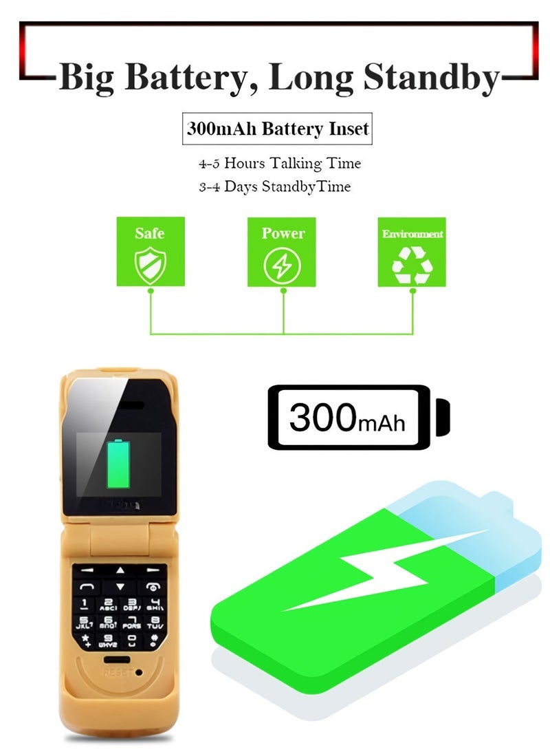 Mini Flip Cellphone, Lightweight Smallest Mobile Phone, Single Sim Card Feature Phone, Durable And Reliable Kids Cellphones With FM Radio SOS Bluetooth Dialer, (1pc, Black)