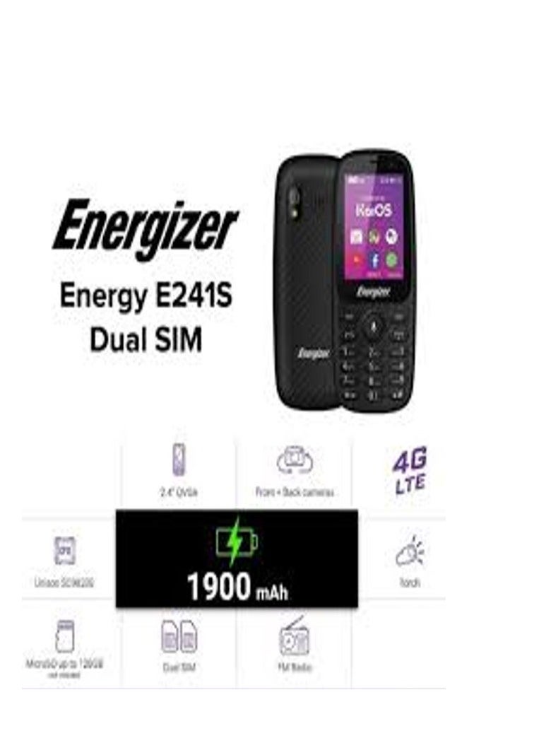 Energizer Energy E241S Feature Phone, 512 MB RAM, Dual Mini Sim - Black