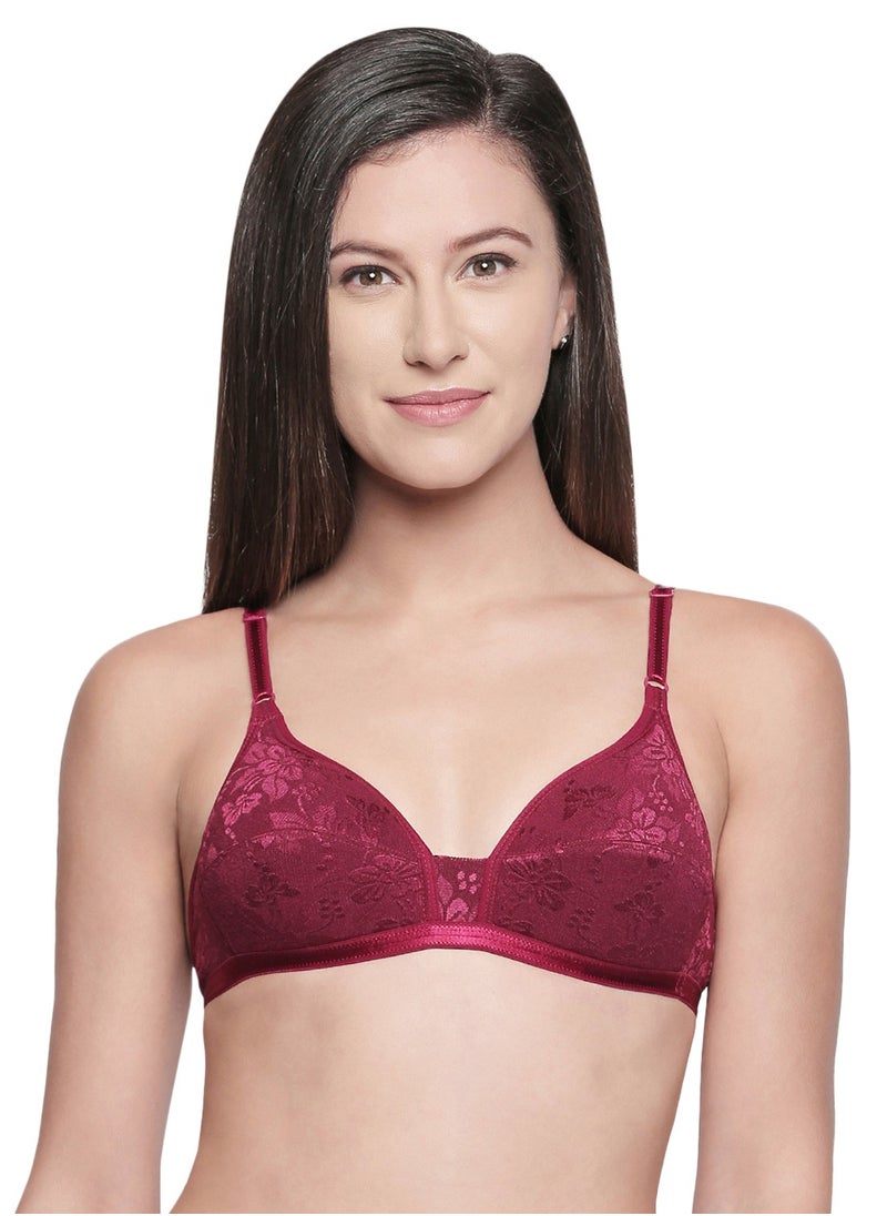 Body Care Non-Padded Non-Wired Full Coverage Bra in Maroon