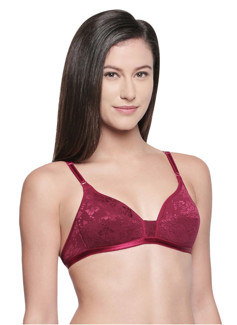 Body Care Non-Padded Non-Wired Full Coverage Bra in Maroon