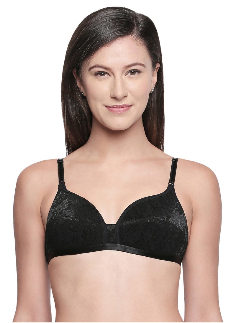 Ladies Jacquard Mesh Padded Bra - Comfortable & Stylish Daily Wear