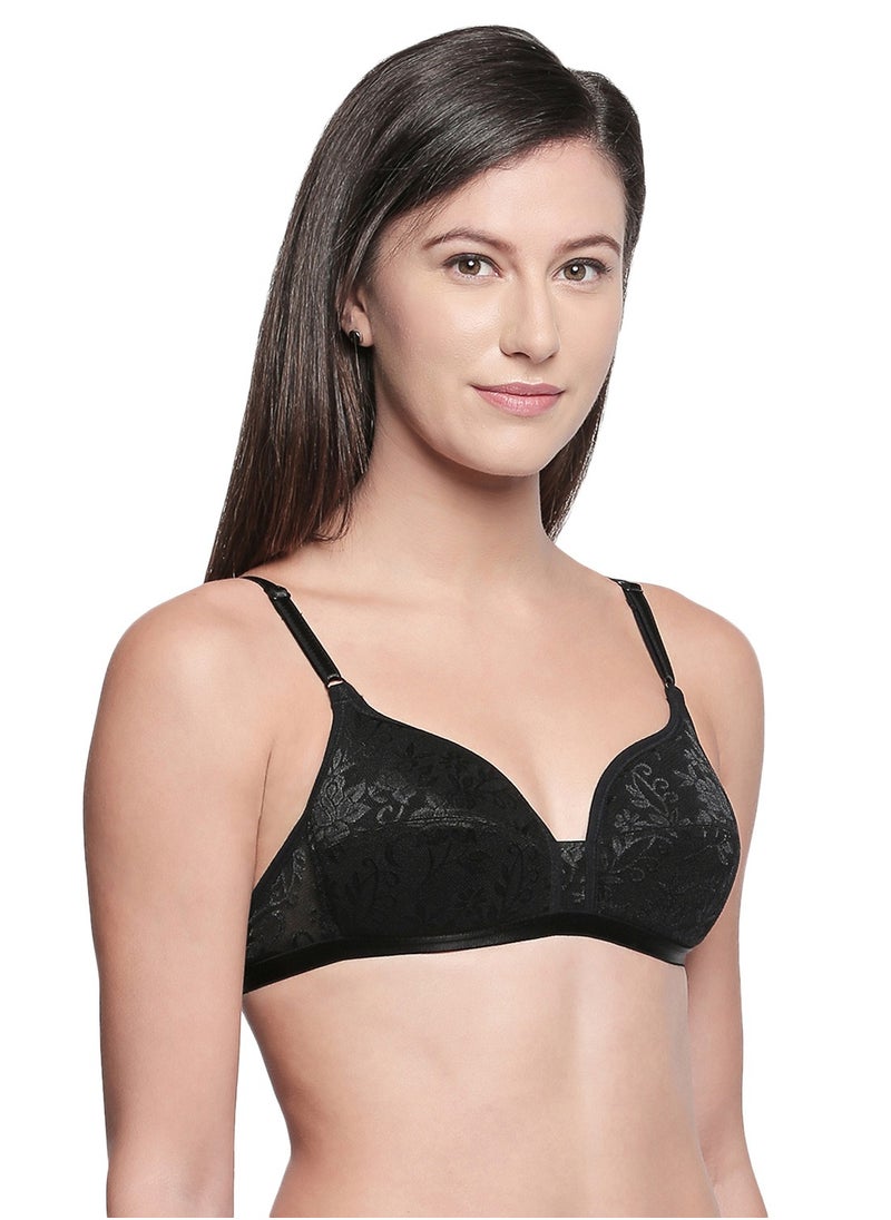 Ladies Jacquard Mesh Padded Bra - Comfortable & Stylish Daily Wear