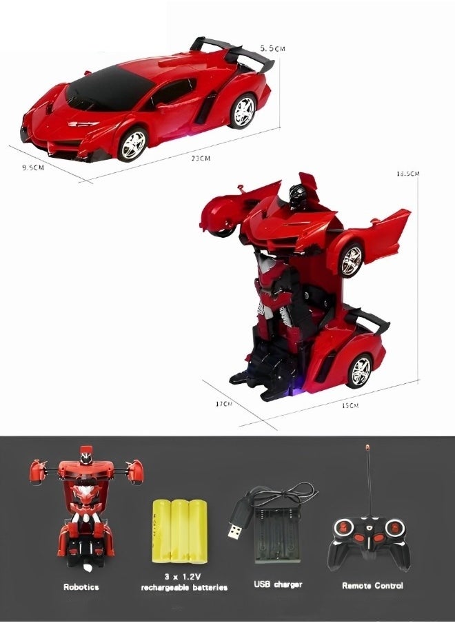 Red Transforming Toy Car Children 18.5cm Transformation Robot Kit Toys Models 2 In 1 One Step Model Deformed Car Toy for Boy Gift