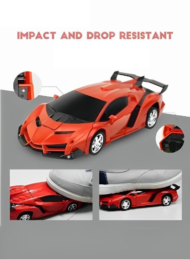 Red Transforming Toy Car Children 18.5cm Transformation Robot Kit Toys Models 2 In 1 One Step Model Deformed Car Toy for Boy Gift