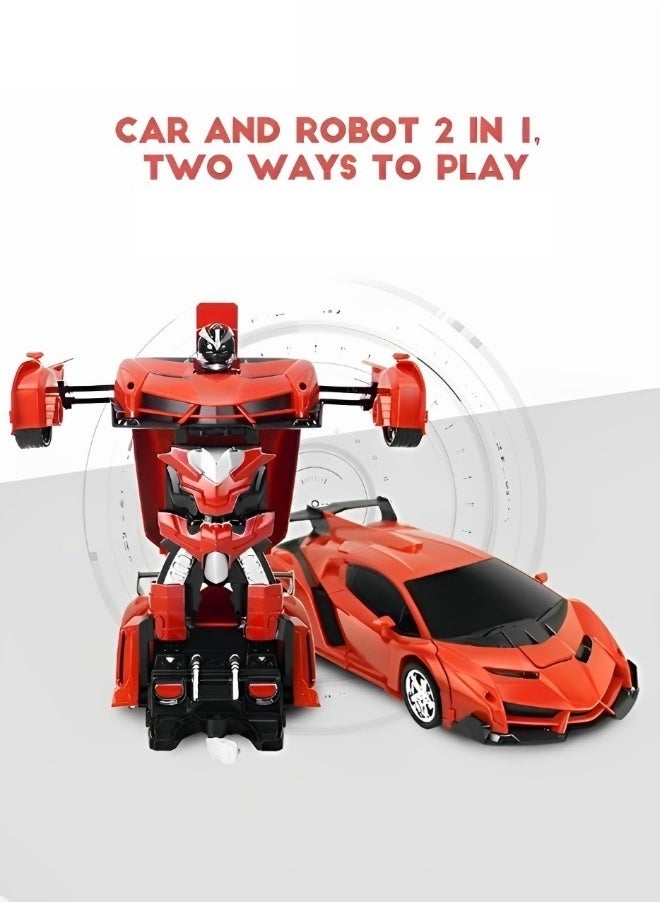 Red Transforming Toy Car Children 18.5cm Transformation Robot Kit Toys Models 2 In 1 One Step Model Deformed Car Toy for Boy Gift