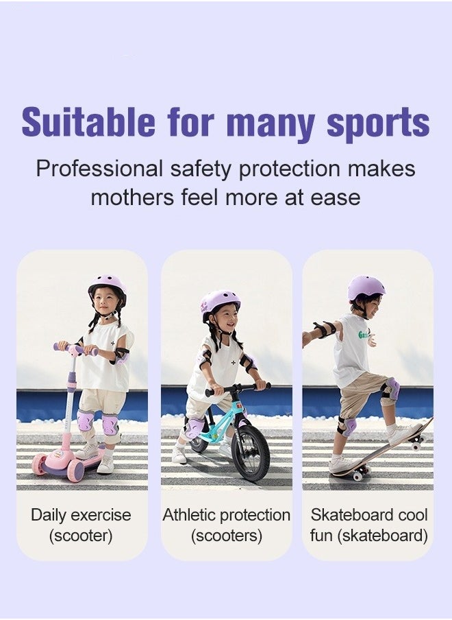 7 PCS Adjustable Helmet Sports Protective Gear Set with Elbow Knee Wrist Pads for Multi-Sports Skateboarding Bike Riding Scooter Inline skatings Longboard Roller Skate