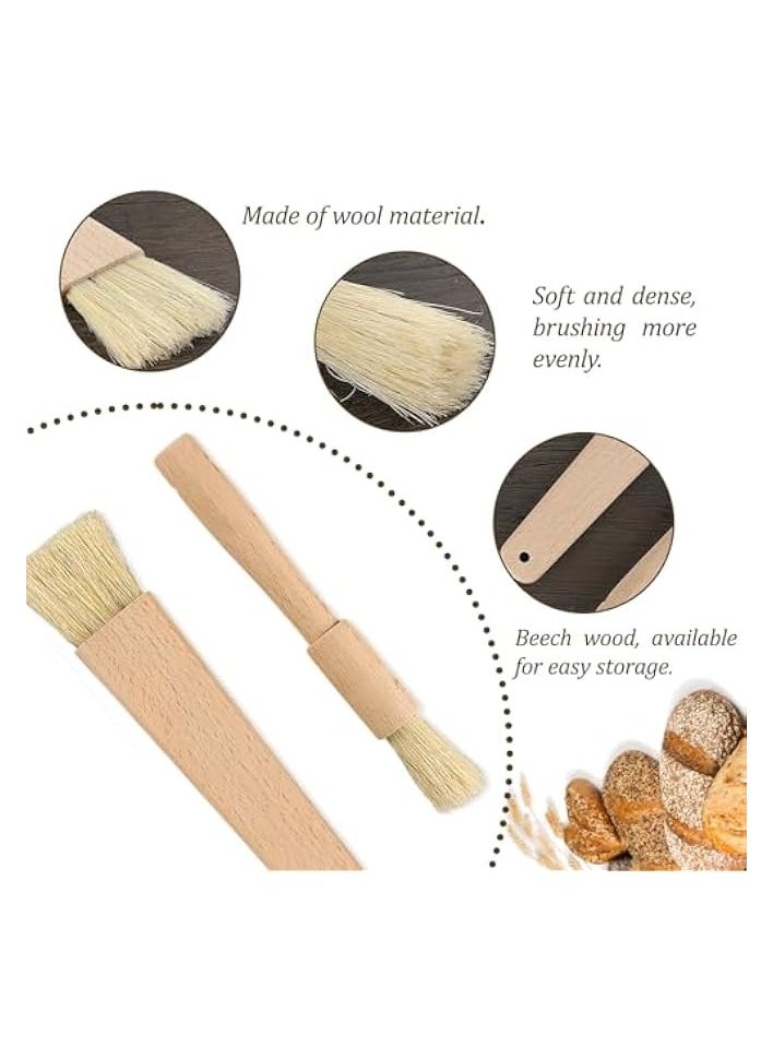 2 Pcs Cooking Brushes, Basting Brush, Pastry Brush,Food Brushes, BBQ Oil Brush, Kitchen Brush, Heat Resistant, Soft for Baking Bread, Cake, Chocolate, Pastry, Barbecue Utensil(Round and Flat)