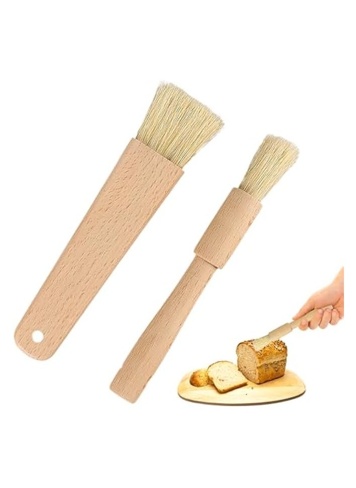 2 Pcs Cooking Brushes, Basting Brush, Pastry Brush,Food Brushes, BBQ Oil Brush, Kitchen Brush, Heat Resistant, Soft for Baking Bread, Cake, Chocolate, Pastry, Barbecue Utensil(Round and Flat)