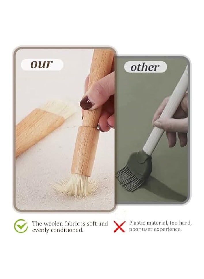 2 Pcs Cooking Brushes, Basting Brush, Pastry Brush,Food Brushes, BBQ Oil Brush, Kitchen Brush, Heat Resistant, Soft for Baking Bread, Cake, Chocolate, Pastry, Barbecue Utensil(Round and Flat)