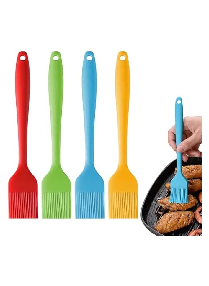 4 Pcs Silicone Pastry Brush Oil Brush, Kitchen Utensils Set For BBQ Heat Resistant Food Cooking Brush Set for Baking, Meat, Desserts Bread, Barbecue Brush Multicolor