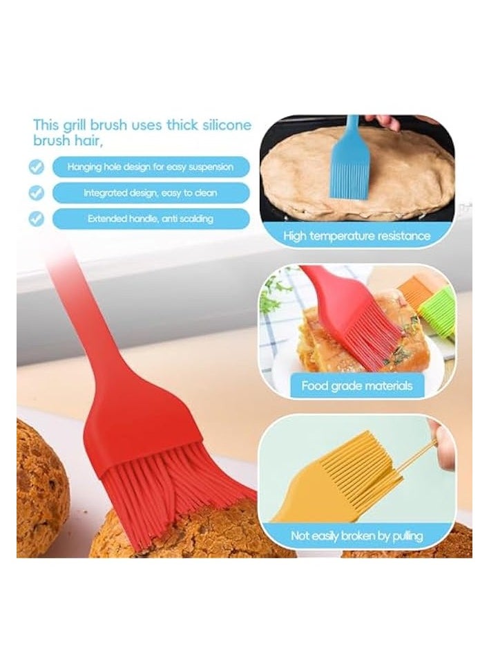 4 Pcs Silicone Pastry Brush Oil Brush, Kitchen Utensils Set For BBQ Heat Resistant Food Cooking Brush Set for Baking, Meat, Desserts Bread, Barbecue Brush Multicolor