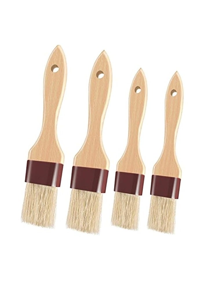 Wooden Handle Brush, Brush Oil Brush Baking Tool, Brush with Beech Hardwood Handles Culinary Oil Brush for Butter Grill Sauce Kitchen Food Cooking Brushes 4 Pieces