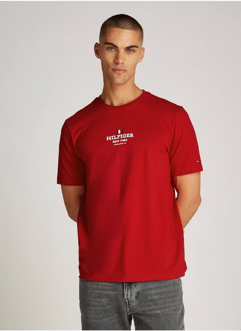 Men's Logo Crewneck T-shirt - Cotton, Red