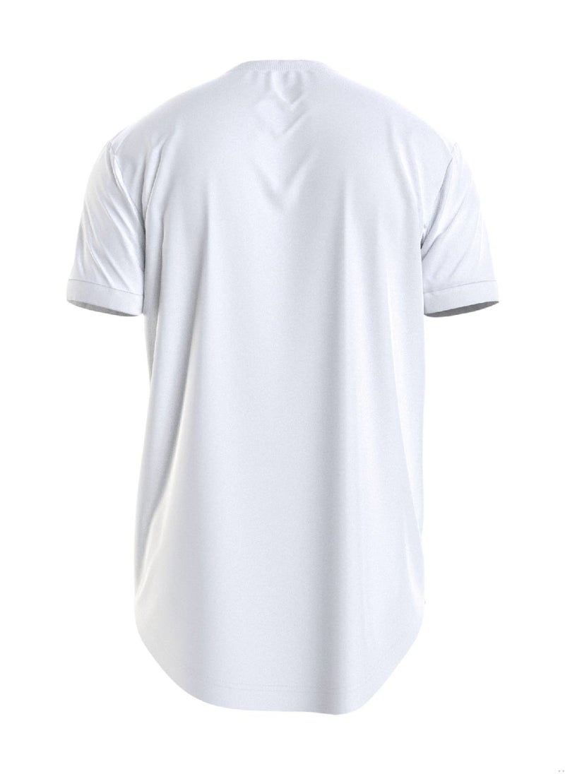 Men's Badge Turn Up Sleeve T-shirt - Cotton, White