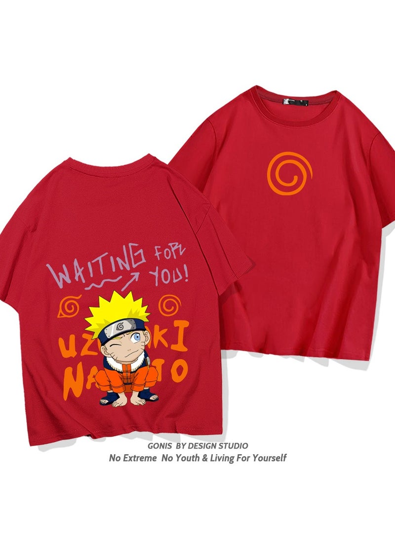 Naruto Men and Women Trendy Cartoon Naruto Hinata Printed T-shirt