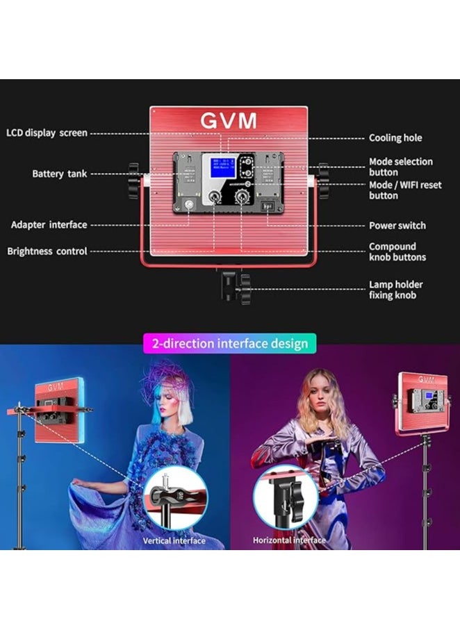 GVM 520S-B Bi-Color LED 3-Panel Kit, 3200K-5600K Adjustable Color Temperature, CRI 97+, Dimmable Brightness, Dual Power Options, Stands and Carrying Case Included for Professional Photography and Video Production