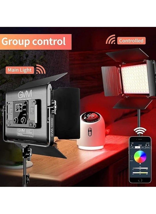 GVM Great Video Maker 1000D RGB Led Light with 2 Softboxes, Photography Lighting Kit with Bluetooth Control, Full Color Lighting Kit with 18 Applicable Scenes, 2 Packs Led Light Panel for Shooting