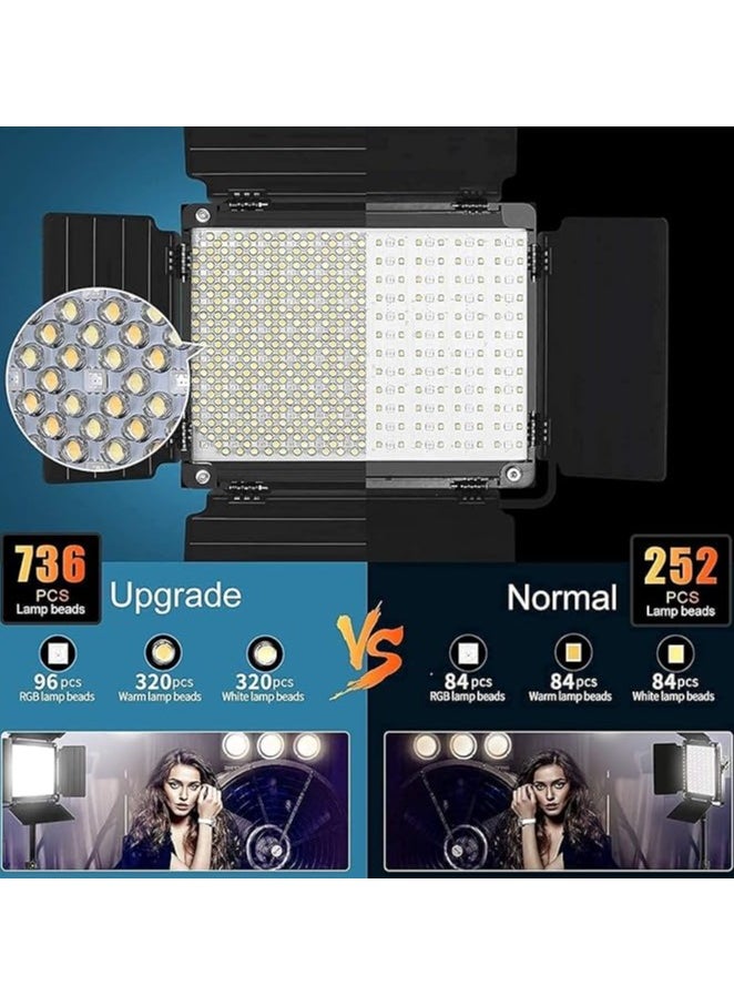 GVM Great Video Maker 1000D RGB Led Light with 2 Softboxes, Photography Lighting Kit with Bluetooth Control, Full Color Lighting Kit with 18 Applicable Scenes, 2 Packs Led Light Panel for Shooting