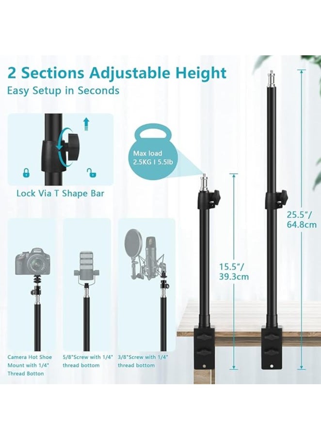 GVM ST-04 Desk Mount Stand,Tabletop C Clamp Mount Stand, Adjustable Table Aluminum Light Stand with Standard 1/4 Screw Tip for DSLR Camera, Ring Light, Video Light, Panel Light