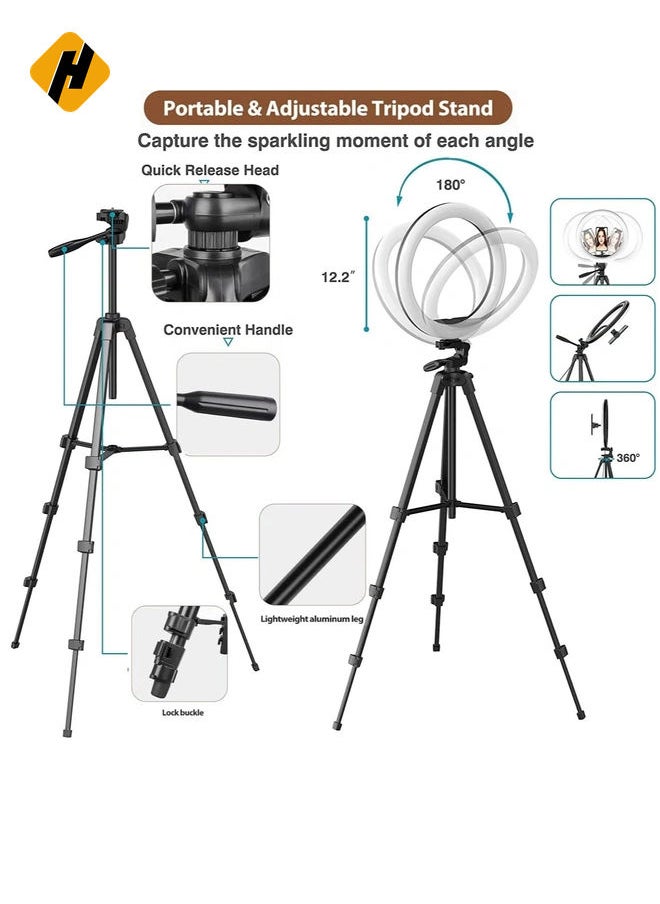 Ring Light with Stand and Phone Holder, Selfie Ringlight with Photographic Light Mounting