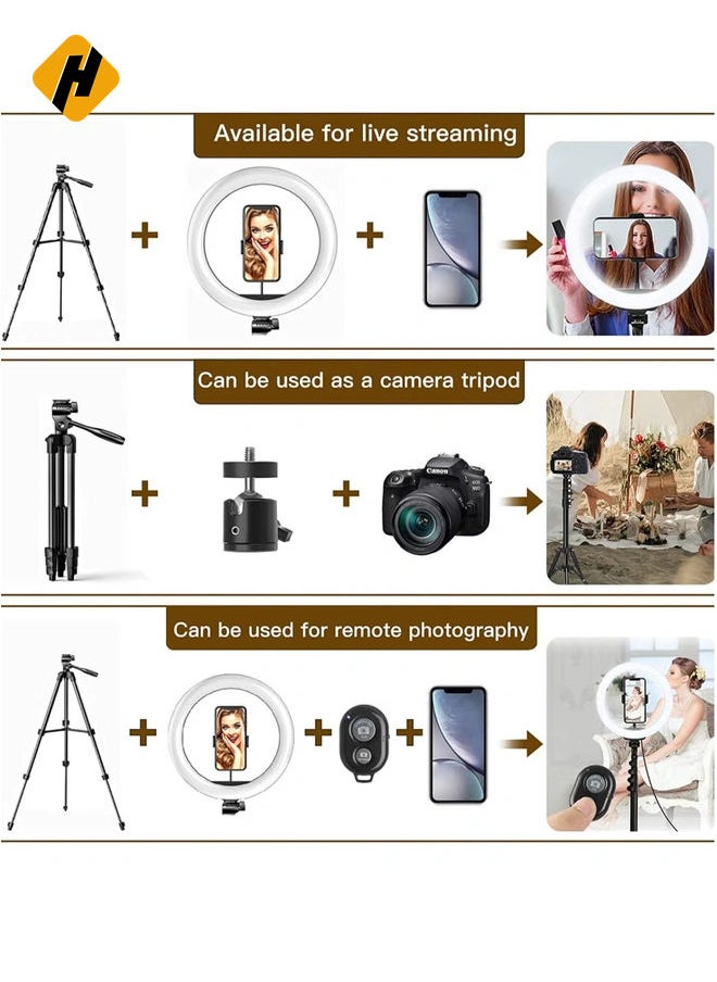 Ring Light with Stand and Phone Holder, Selfie Ringlight with Photographic Light Mounting