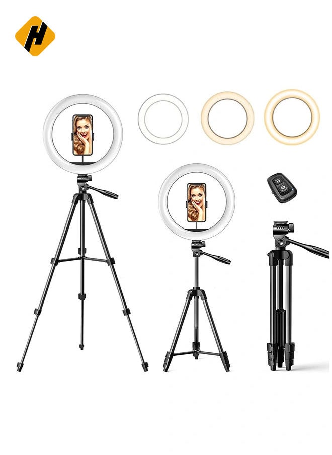 Ring Light with Stand and Phone Holder, Selfie Ringlight with Photographic Light Mounting