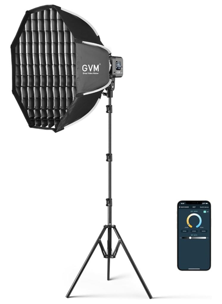 GVM Great Video Maker SD80D 80W LED Light Kit with Softbox, Bowens Mount, CRI97+, 2700K-7500K Color Temperature, APP Control, and Tripod Stand for and Wedding Shooting