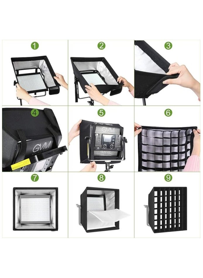 GVM Great Video Maker Foldable Softbox Diffuser with Grid Beehive for RGB 1000D LED Light, Suitable for Studio Lighting, Portrait Photography, Lighting, Led Panel 11.8