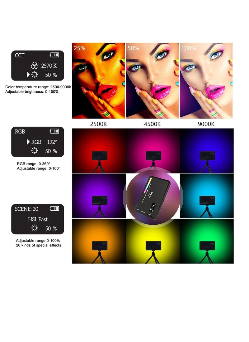 Xria W140 LED RGB Video Light Full Color 2500-9000K 8W with 3100mAh Rechargable Battery and USB-C Interface