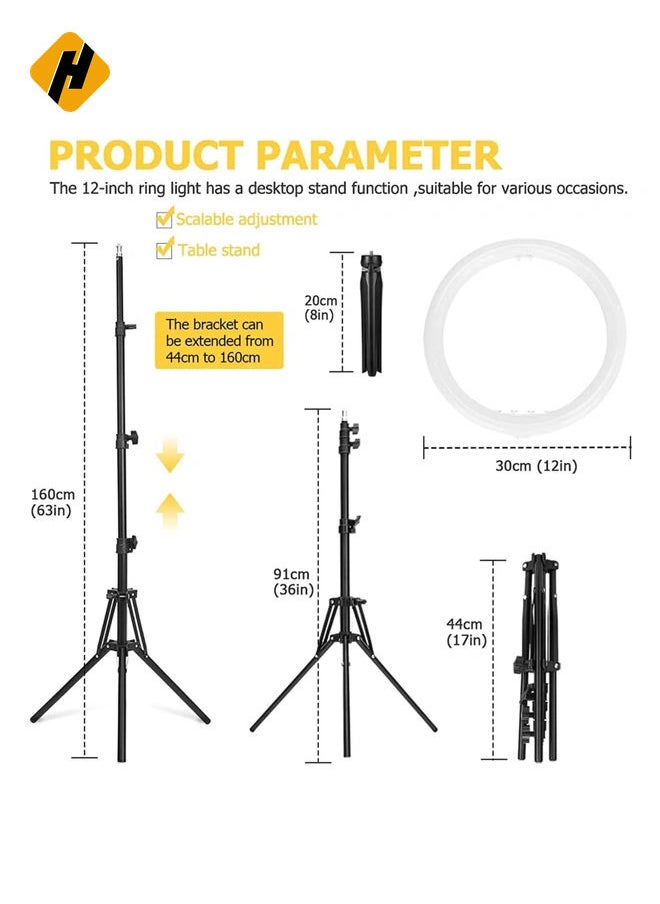 Selfie Ring Light with Long Tripod Stand And Cell Phone Holder