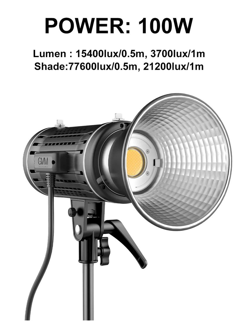 GVM-ST100R 100W Led Video Light RGB+Bi-Color Double Sided Daylight Balanced COB Light 77600 lux/0.5m CRI97+ 12 Built-in Lighting Effects App Control 2700K-7500K Photography Lighting