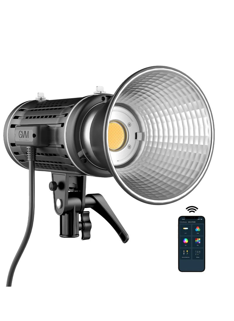 GVM-ST100R 100W Led Video Light RGB+Bi-Color Double Sided Daylight Balanced COB Light 77600 lux/0.5m CRI97+ 12 Built-in Lighting Effects App Control 2700K-7500K Photography Lighting